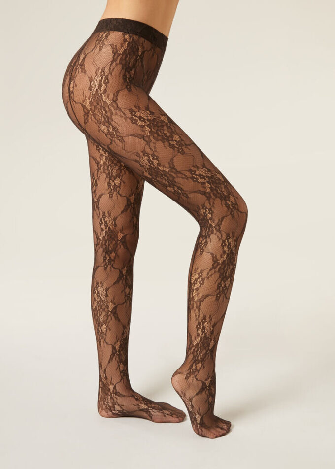 Strumpfhose mit Blumenmuster