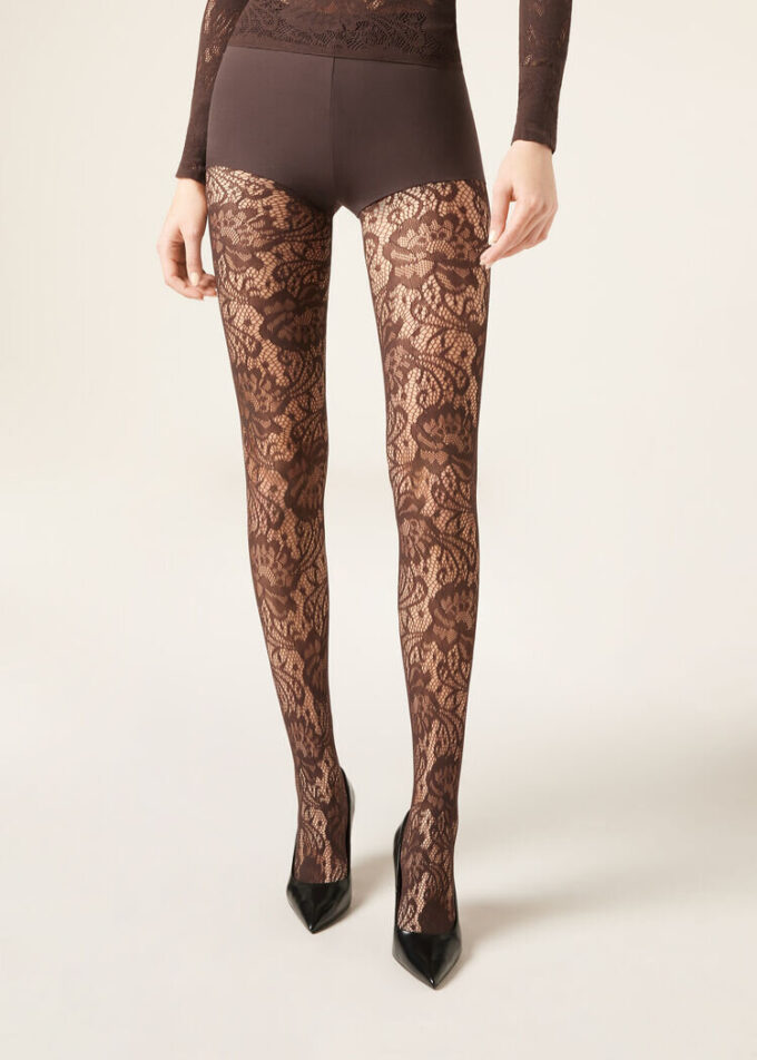 Strumpfhose mit Blumenmuster