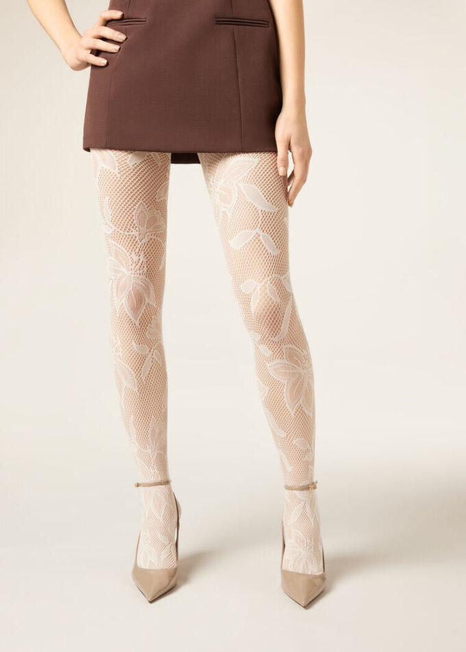 Strumpfhose mit großflächigem Blumenmuster