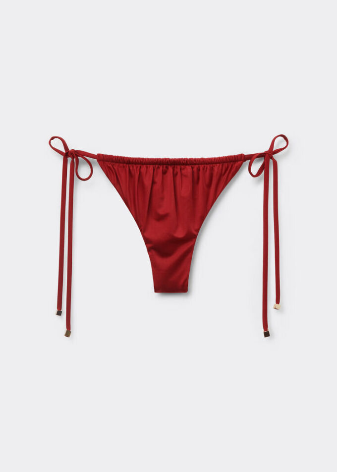 Tanga-Bikinihose aus glänzendem Satin