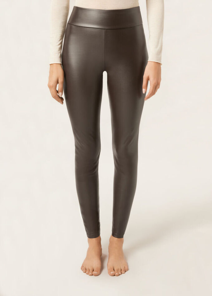 Thermal-Leggings aus Kunstleder