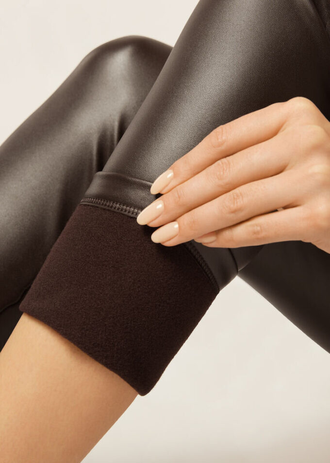 Thermal-Leggings aus Kunstleder