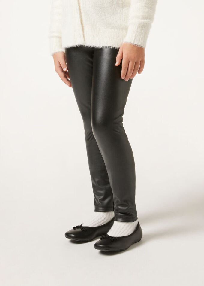 Thermal-Leggings für Mädchen in Leather Effect-Optik
