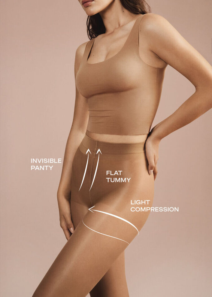 Transparente 30-Denier-Strumpfhose mit Control Top-Oberteil Transparente 30-Denier-Strumpfhose mit Control Top-Oberteil