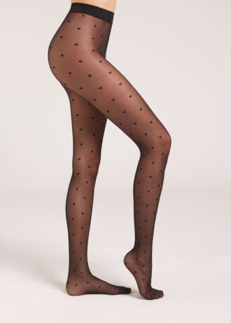 Transparente 30-Denier-Strumpfhose mit Mini-Herzen
