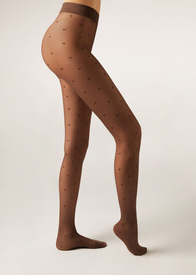 Transparente 30-Denier-Strumpfhose mit Mini-Herzen