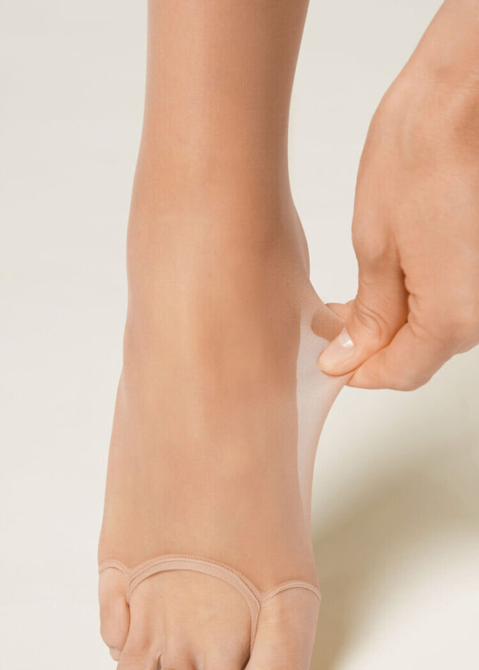 Transparente Strumpfhose mit offener Spitze