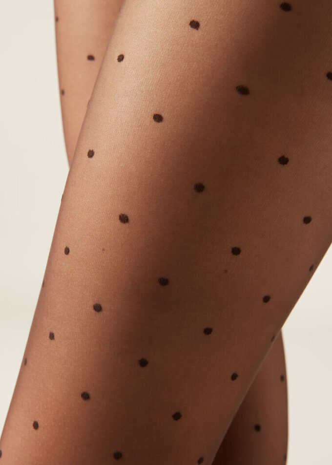 Transparente Strumpfhose mit Polka-Dot-Muster