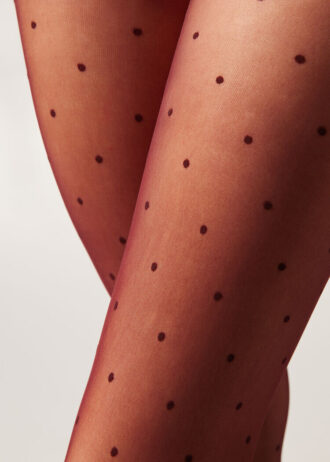 Transparente Strumpfhose mit Polka-Dot-Muster