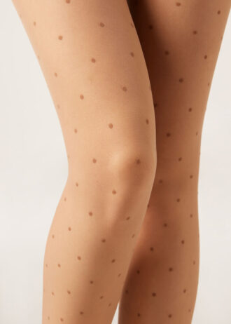 Transparente Strumpfhose mit Polka-Dot-Muster