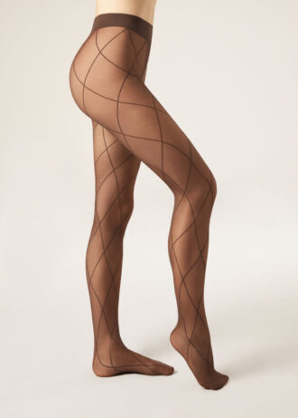 Transparente Strumpfhose mit Rautenmuster