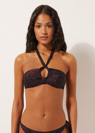 Trägerloses Bikini-Oberteil in dunklem Animal-Print