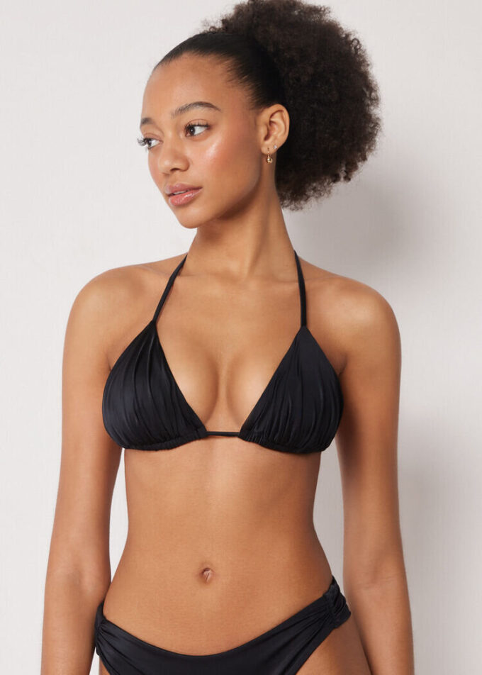 Triangel-Bikinioberteil aus glänzendem Satin