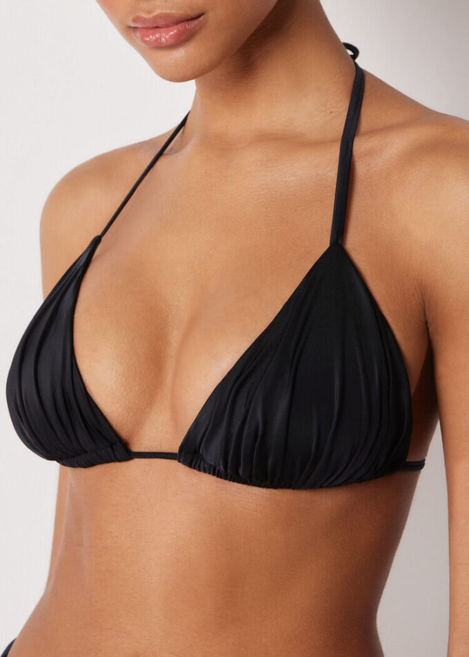 Triangel-Bikinioberteil aus glänzendem Satin