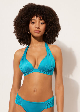 Triangel-Bikinioberteil mit abgestufter Polsterung, glänzender Satin