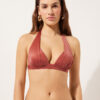 Triangel-Bikinioberteil mit abgestufter Polsterung, glänzender Satin
