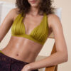 Triangel-Bikinioberteil mit abgestufter Polsterung, glänzender Satin