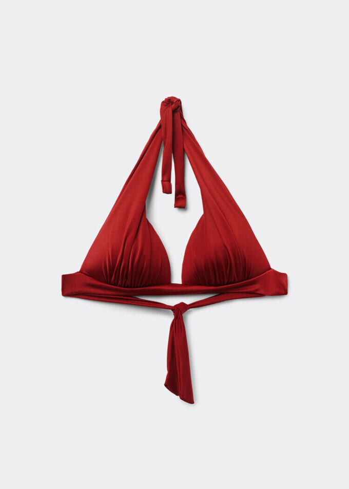 Triangel-Bikinioberteil mit abgestufter Polsterung, glänzender Satin