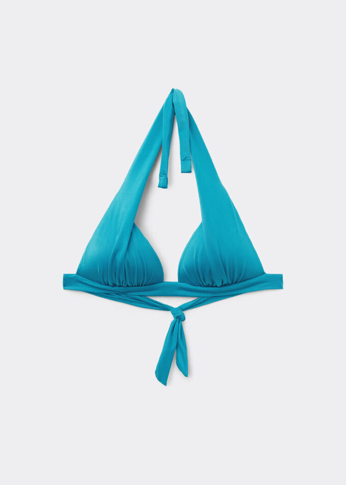 Triangel-Bikinioberteil mit abgestufter Polsterung, glänzender Satin