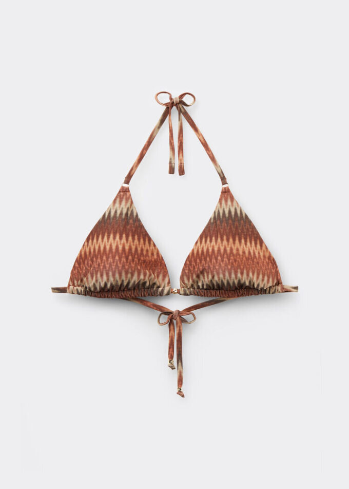 Triangel-Bikinioberteil mit goldenem Chevron-Muster