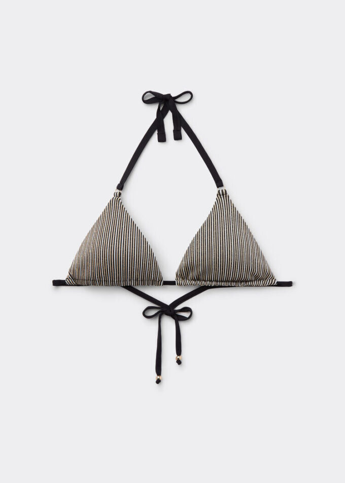 Triangel-Bikinioberteil mit goldenen Streifen Triangel-Bikinioberteil mit goldenen Streifen