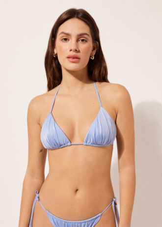 Triangel-Bikinioberteil mit herausnehmbaren Polstern aus glänzendem Satin