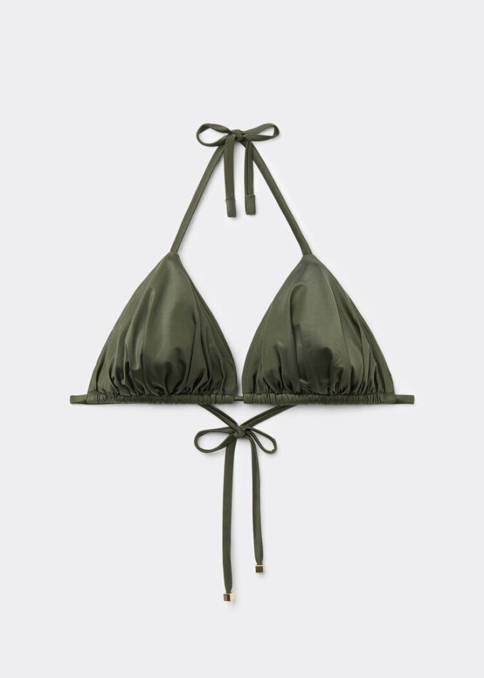 Triangel-Bikinioberteil mit herausnehmbaren Polstern aus glänzendem Satin