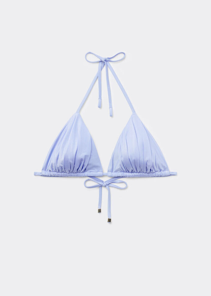 Triangel-Bikinioberteil mit herausnehmbaren Polstern aus glänzendem Satin