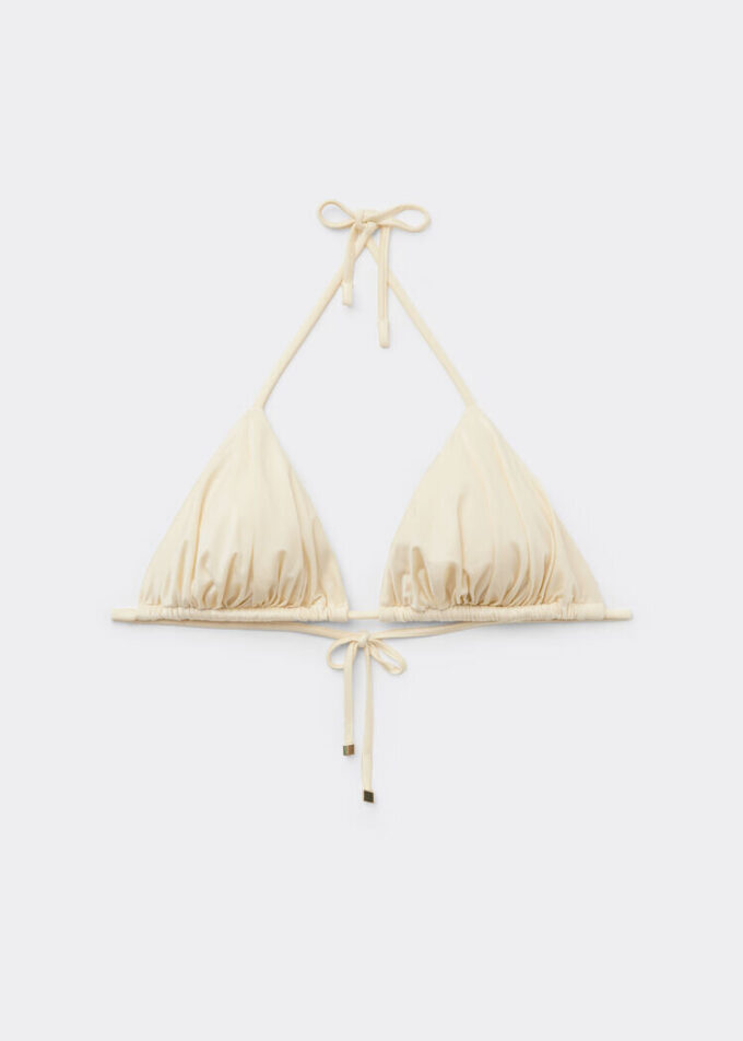 Triangel-Bikinioberteil mit herausnehmbaren Polstern aus glänzendem Satin