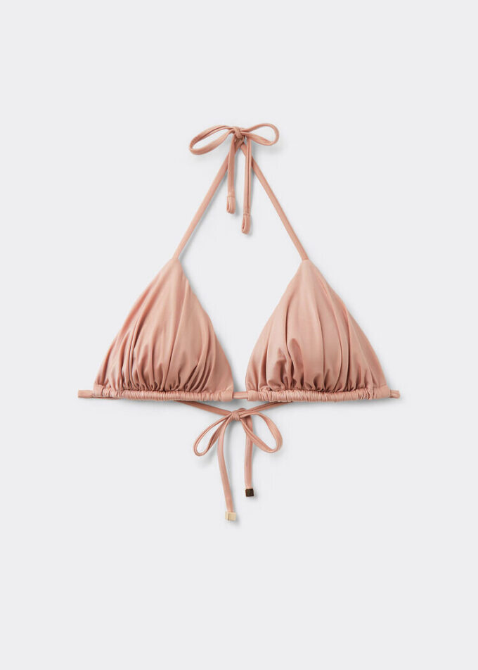 Triangel-Bikinioberteil mit herausnehmbaren Polstern aus glänzendem Satin