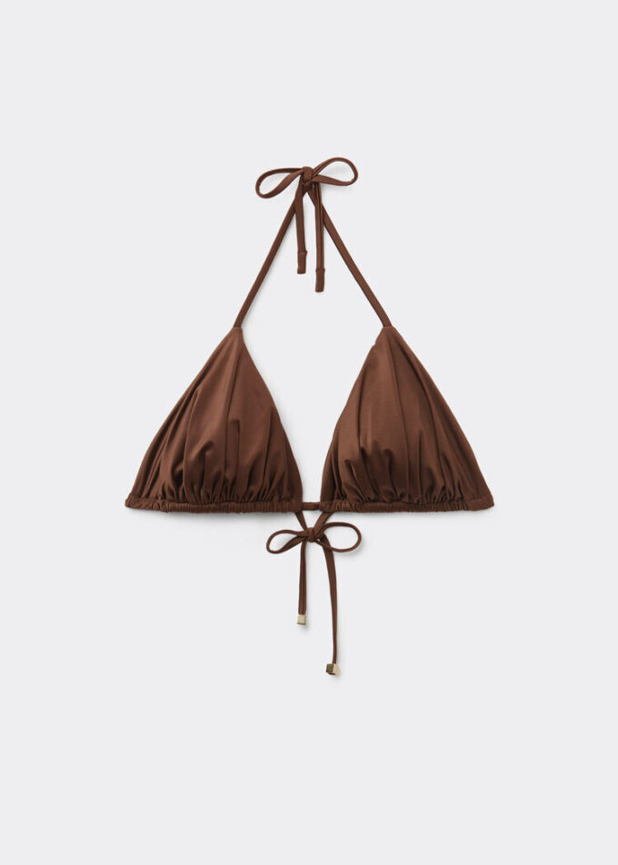 Triangel-Bikinioberteil mit herausnehmbaren Polstern aus glänzendem Satin