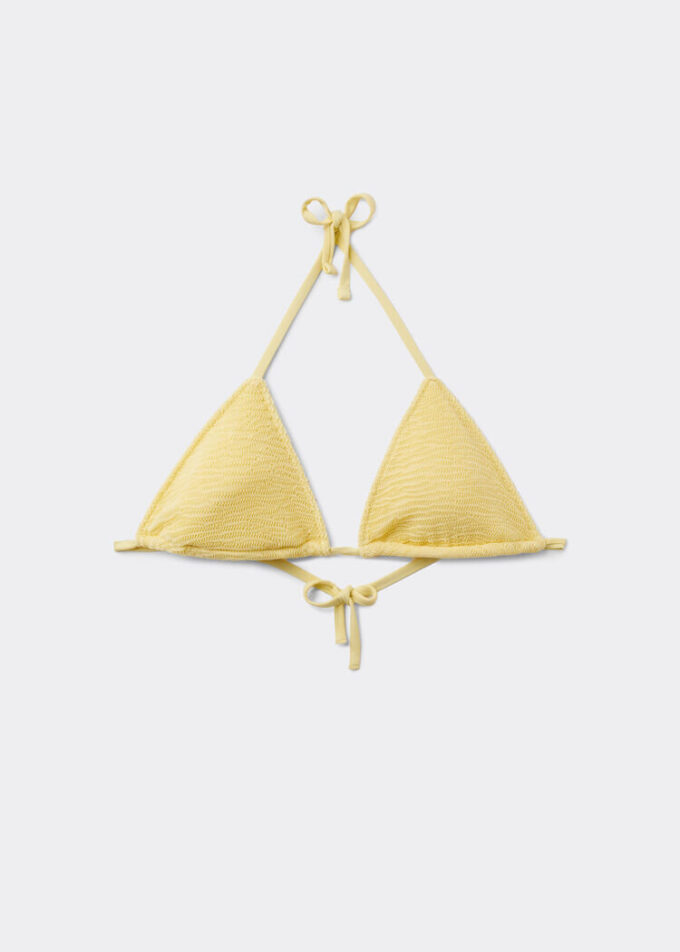 Triangel-Bikinioberteil mit herausnehmbaren Polstern und Crinkle-Wellen-Effekt