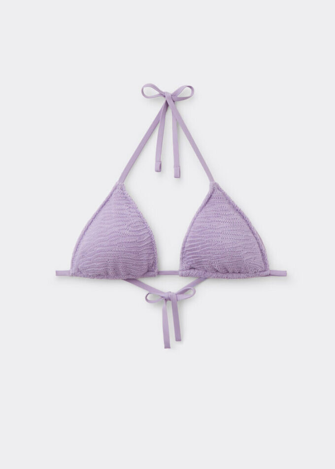 Triangel-Bikinioberteil mit herausnehmbaren Polstern und Crinkle-Wellen-Effekt