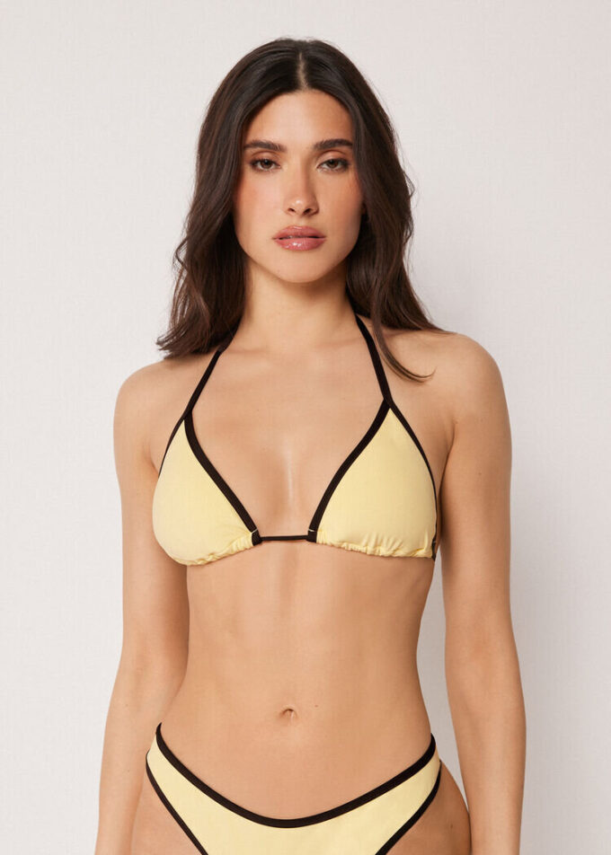Triangel-Bikinioberteil mit zweifarbiger Paspel