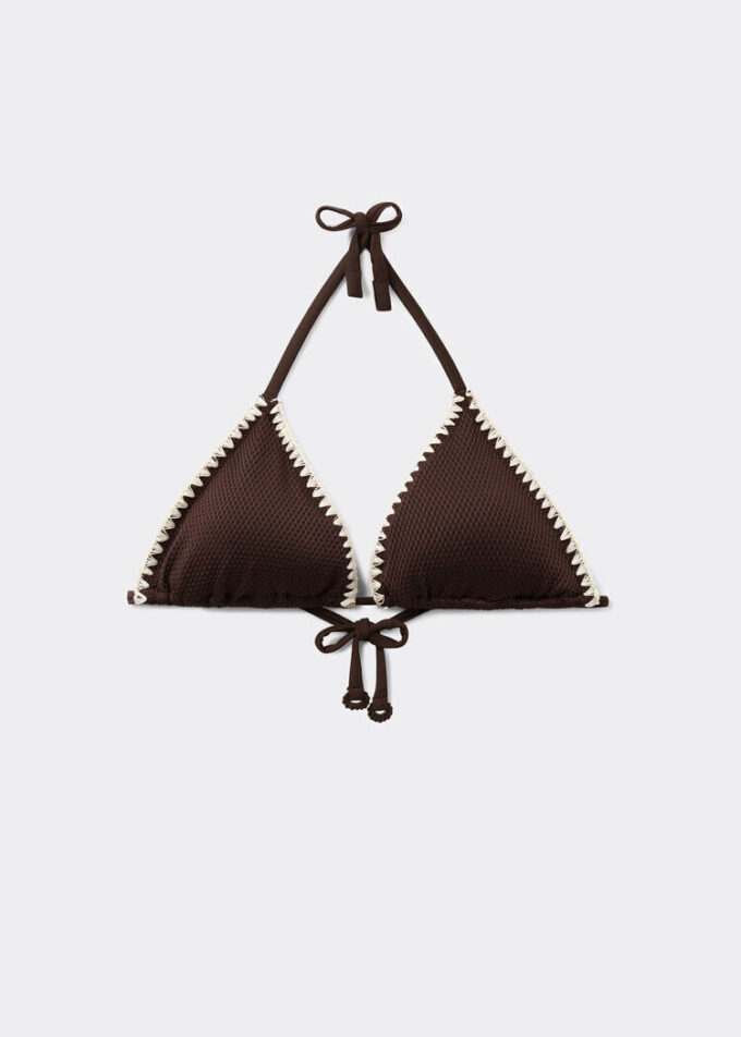 Triangel-Bikinioberteil mit zweifarbiger Stickerei